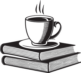 cup of coffee with books