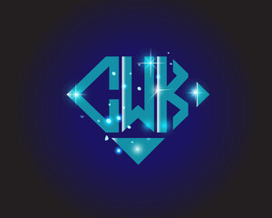 CWK Logo letter monogram with diamond shape design template.
