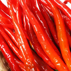 Red chili peppers on white background