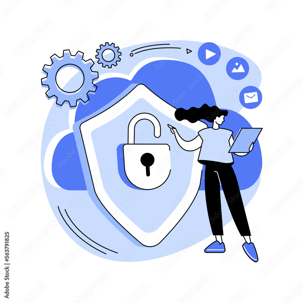 Poster cloud computing security abstract concept vector illustration.