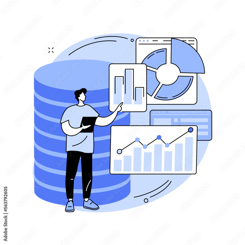 Aufkleber analytics and data science abstract concept vector illustration.