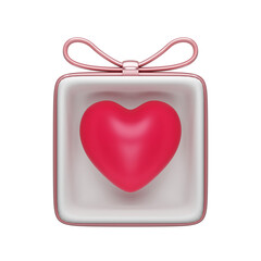 Red gift box with rose gold ribbon icon 3d.