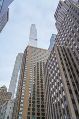 Fototapeta na wymiar low angle view of office building skyscraper in New York