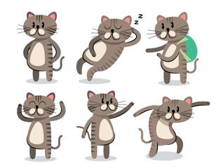 cute cat cartoon collection vector illustration
