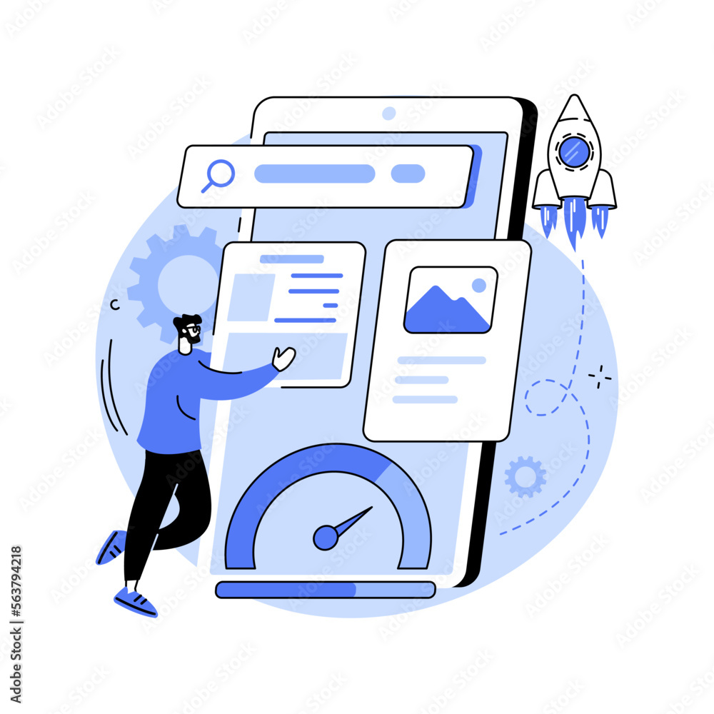 Poster accelerated mobile pages abstract concept vector illustration.