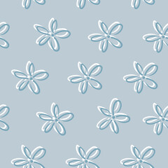 Obraz premium Blue background, blue flowers on a light blue background. Pastel abstract.