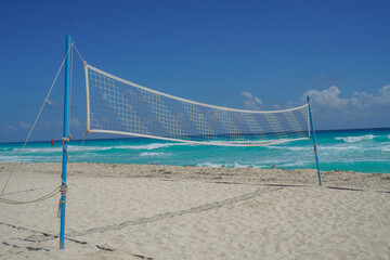 beach volleyball net in summer