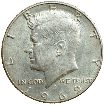 Kennedy half dollar coin, transparent PNG.