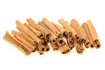 Cinnamon on white background