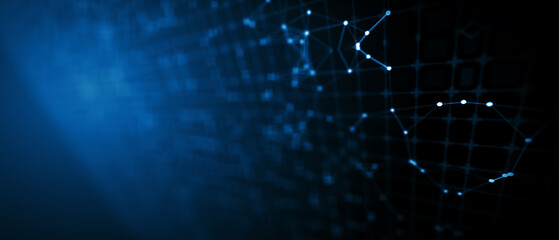 Abstract futuristic - technology with polygonal shapes on dark blue background. Design digital technology concept. 3d illustration.