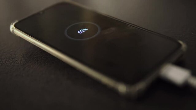 Mobile smartphone charging battery close-up