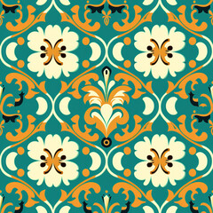 Fototapeta na wymiar Modern pattern with French folk ornament - generated by Generative AI