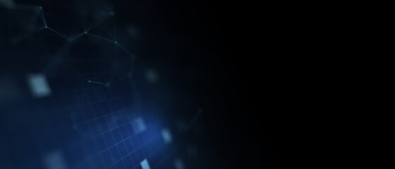 Abstract futuristic - technology with polygonal shapes on dark blue background. Design digital technology concept. 3d illustration.