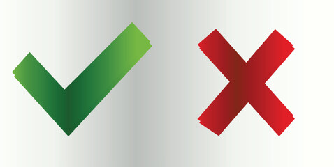 Check Mark, check tick, Yes, Wrong, Cross, No, False vector