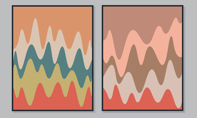Set of abstract earth tone paint flow background. Modern design. Home decorative elements. vector illustration.