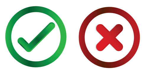 Check Mark, check tick, Yes, Wrong, Cross, No, False vector