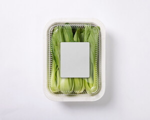Takeaway food container box mockup with vegetable and fruit, copy space for your logo or graphic design