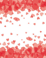 Love romantic background witn red hearts, vector Valentines day pattern, invitation card design