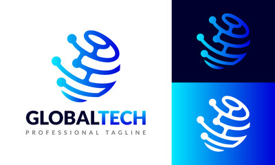 Digital Global Technology Logo Design Vector Icon Symbol Illustrations. multifunctional logo that can be used in many business companies and services. It is ready to print.