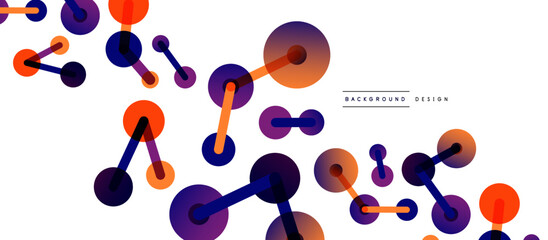Line points connections geometric abstract background. Circles connected by lines. Trendy techno business template for wallpaper, banner, background or landing