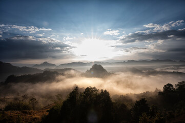 Sunrise have clouds over  Mountains Overlook.