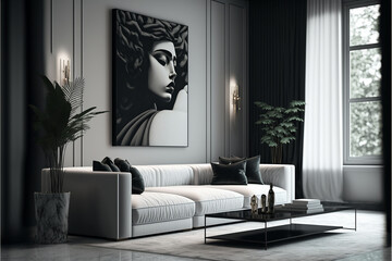 modern design living room luxury minimalist. Generative AI