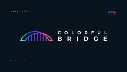 Bridge Logo Design Template Vector Illustration with Modern Architecture