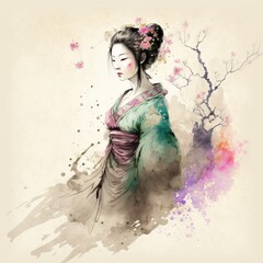 Fairy Princess in Chinese Brush Painting (generative AI)