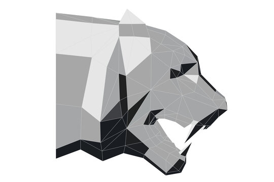 Abstract low poly tiger head in profile