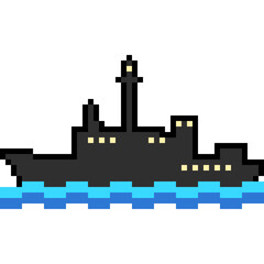pixel art cruise ship silhouette