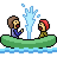Fototapeta premium pixel art raft wreck panic