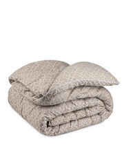 cotton quilt in a cotton cover, edged along the edge with a textile ribbon, insulated