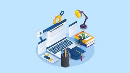 Software engineer 3d animation in 4K UHD 3840x2160