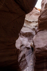 Fantastically beautiful landscape in the national nature reserve - Red Canyon in the rays of the setting sun, near the city of Eilat, in southern Israel