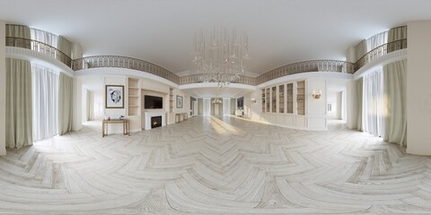 spherical panorama of the interior, 3D illustration