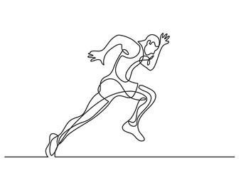 Fototapeta na wymiar continuous line drawing vector illustration with FULLY EDITABLE STROKE of athlete running