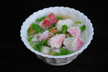 Thai Rice Clear Soup with Fish Meat