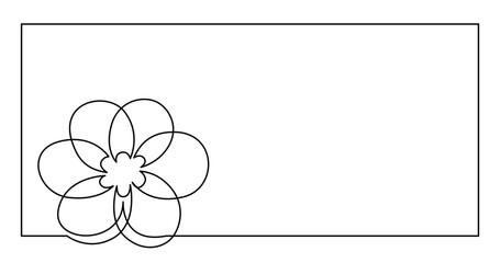 continuous line drawing vector illustration with FULLY EDITABLE STROKE - of flower greetings card design