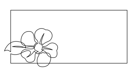 continuous line drawing vector illustration with FULLY EDITABLE STROKE - of one beautiful flower invitation card design