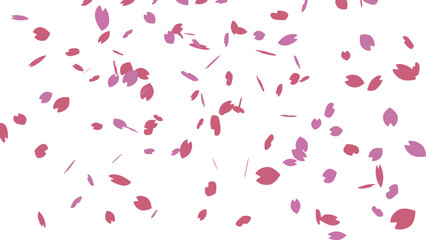 シンプルなピンク色の桜の花びらが舞う桜吹雪のベクター背景イラスト