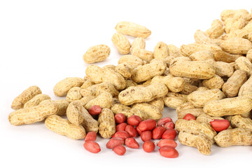 Peanuts on white background