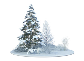 3D render forest and nature in winter