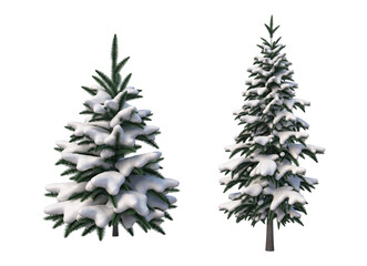 3D render forest and nature in winter