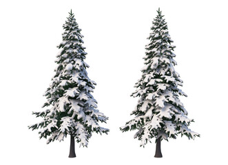 3D render forest and nature in winter
