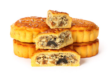 Mid-Autumn Festival moon cake on white background