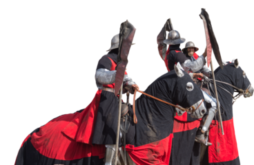 Isolated PNG cutout of knights on their horses on a transparent background, ideal for photobashing, matte-painting, concept art