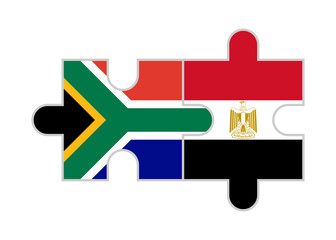 puzzle pieces of south africa and egypt flags. vector illustration isolated on white background