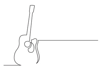 continuous line drawing vector illustration with FULLY EDITABLE STROKE of acoustic guitar