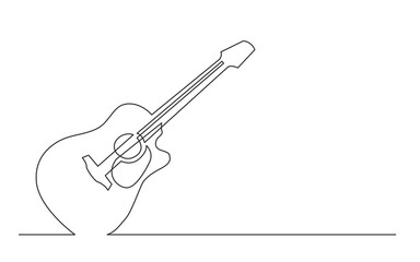 continuous line drawing vector illustration with FULLY EDITABLE STROKE of western acoustic guitar