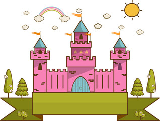 FairyTale cartoon pink castle
